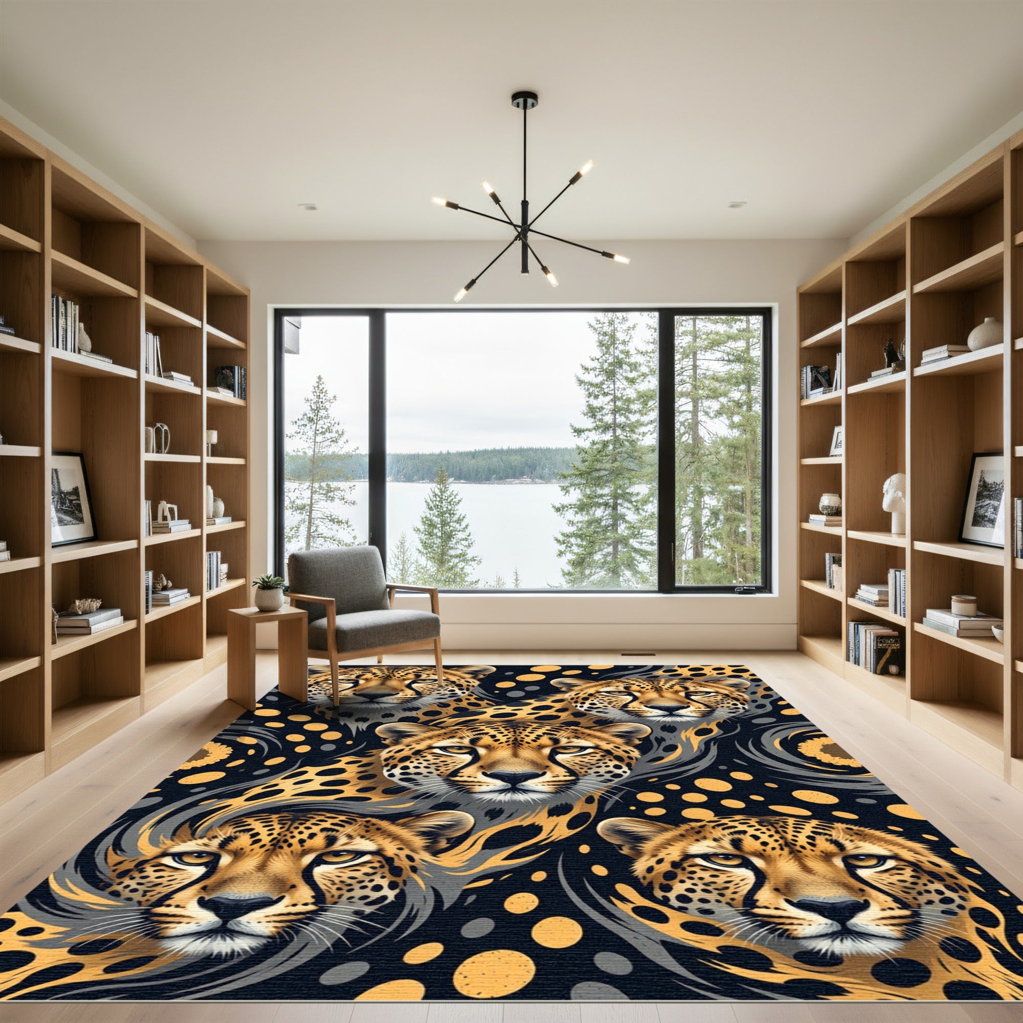 Bold Cheetah Face Swirls And Spots Rug