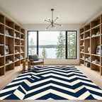 Modern Navy Chevron Geometric Area Rug