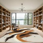 Earthy Brown Swirl Brush Stroke Rug