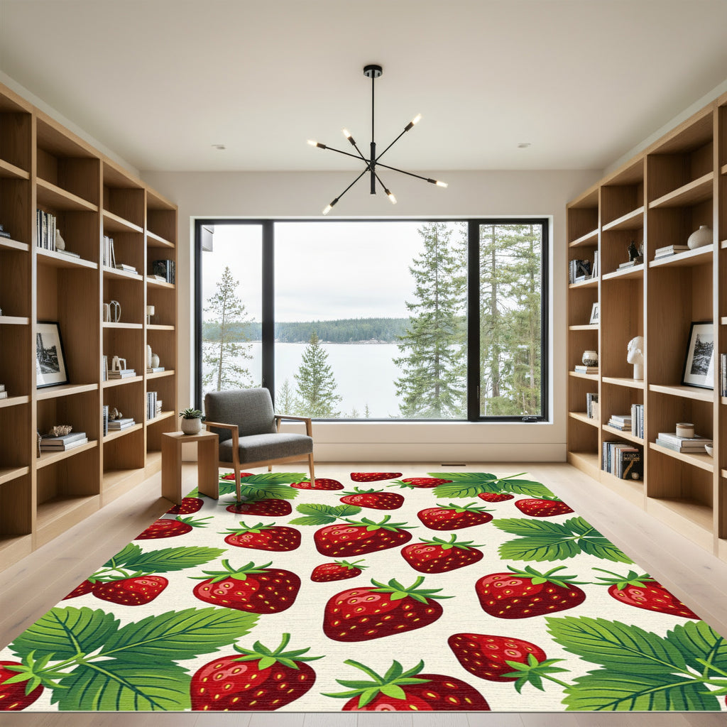 Fresh Strawberry Botanical Field Rug