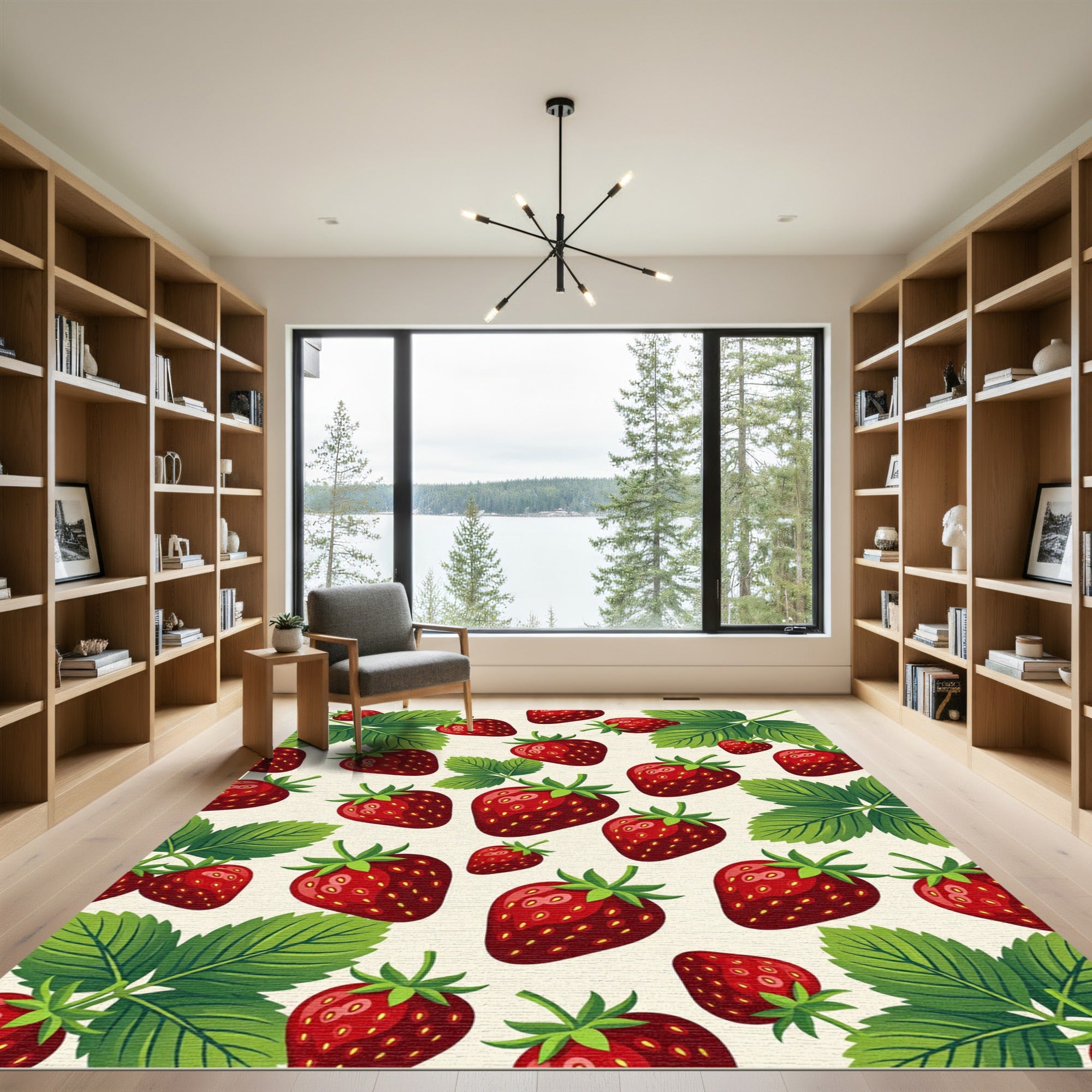 Fresh Strawberry Botanical Field Rug