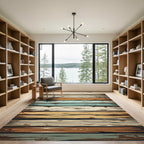 Aged Wood Grain Horizontal Stripes Rug