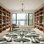 Sage Green Mushroom Forest Botany Rug