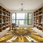 Golden Radiant Sunburst Medallion Rug