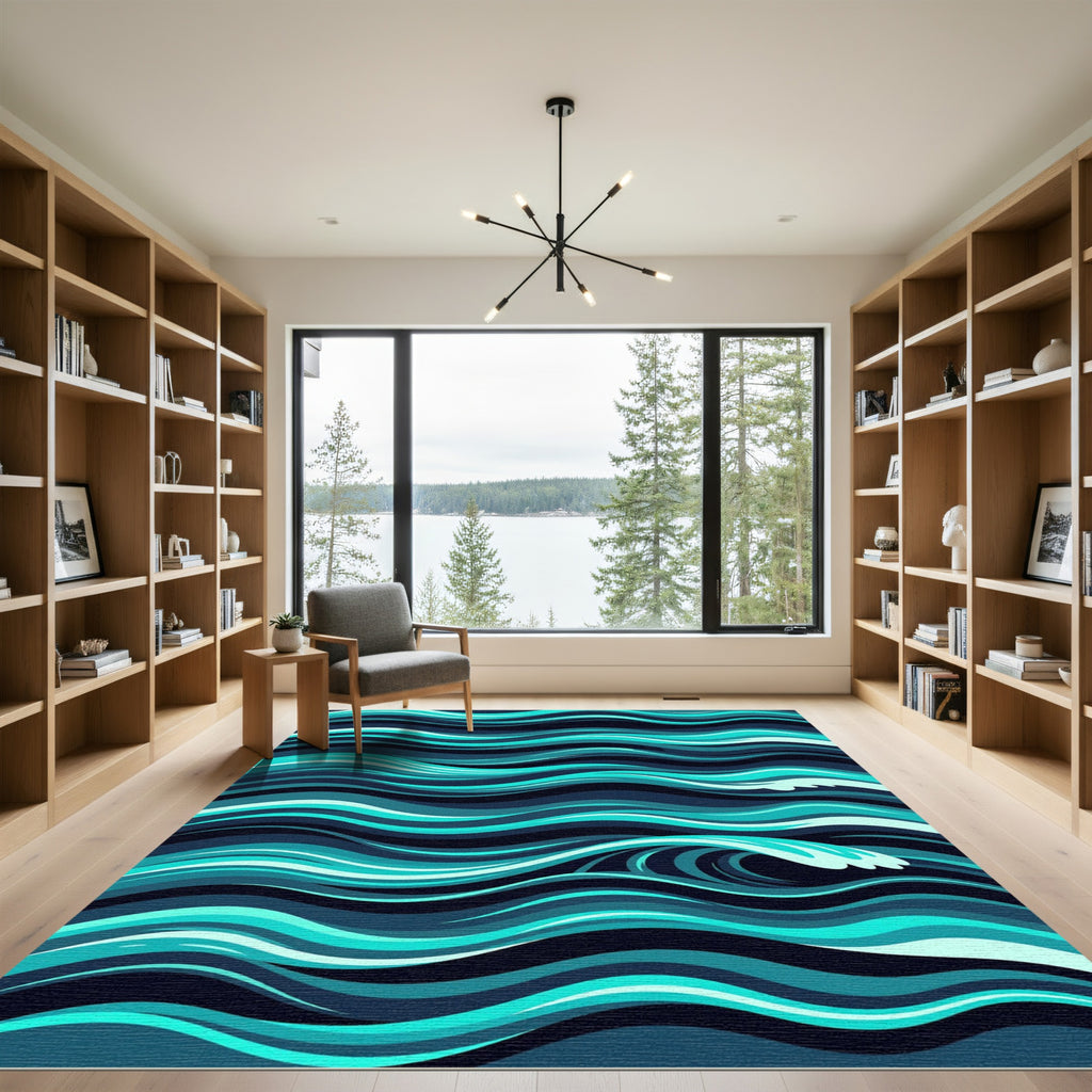 Deep Ocean Wave Swirl Rug