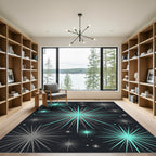 Modern Teal and Gray Starburst Rug