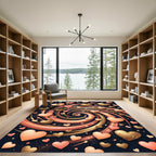 Romantic Peach Gold Heart Swirl Rug