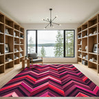 Vibrant Pink Geometric Zigzag Chevron Rug