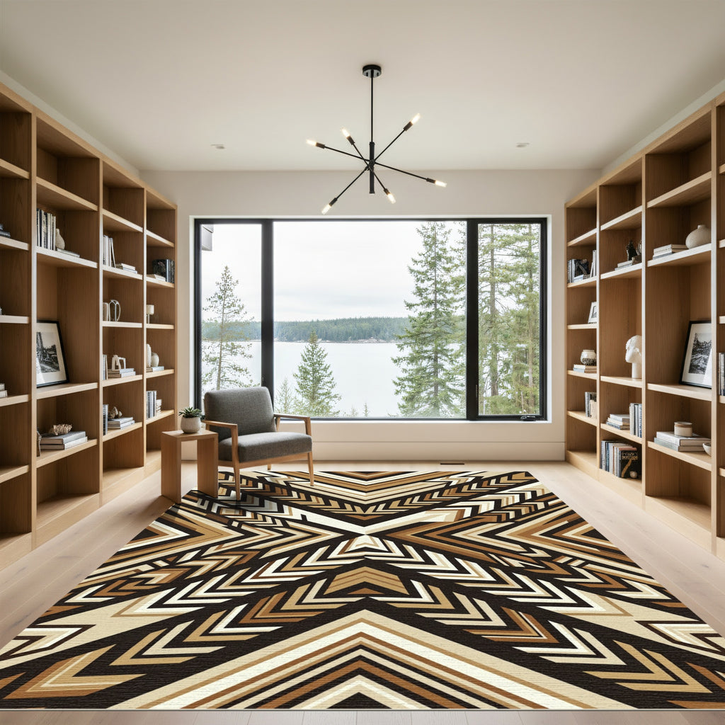 Earthy Geometric Chevron Arrow Rug
