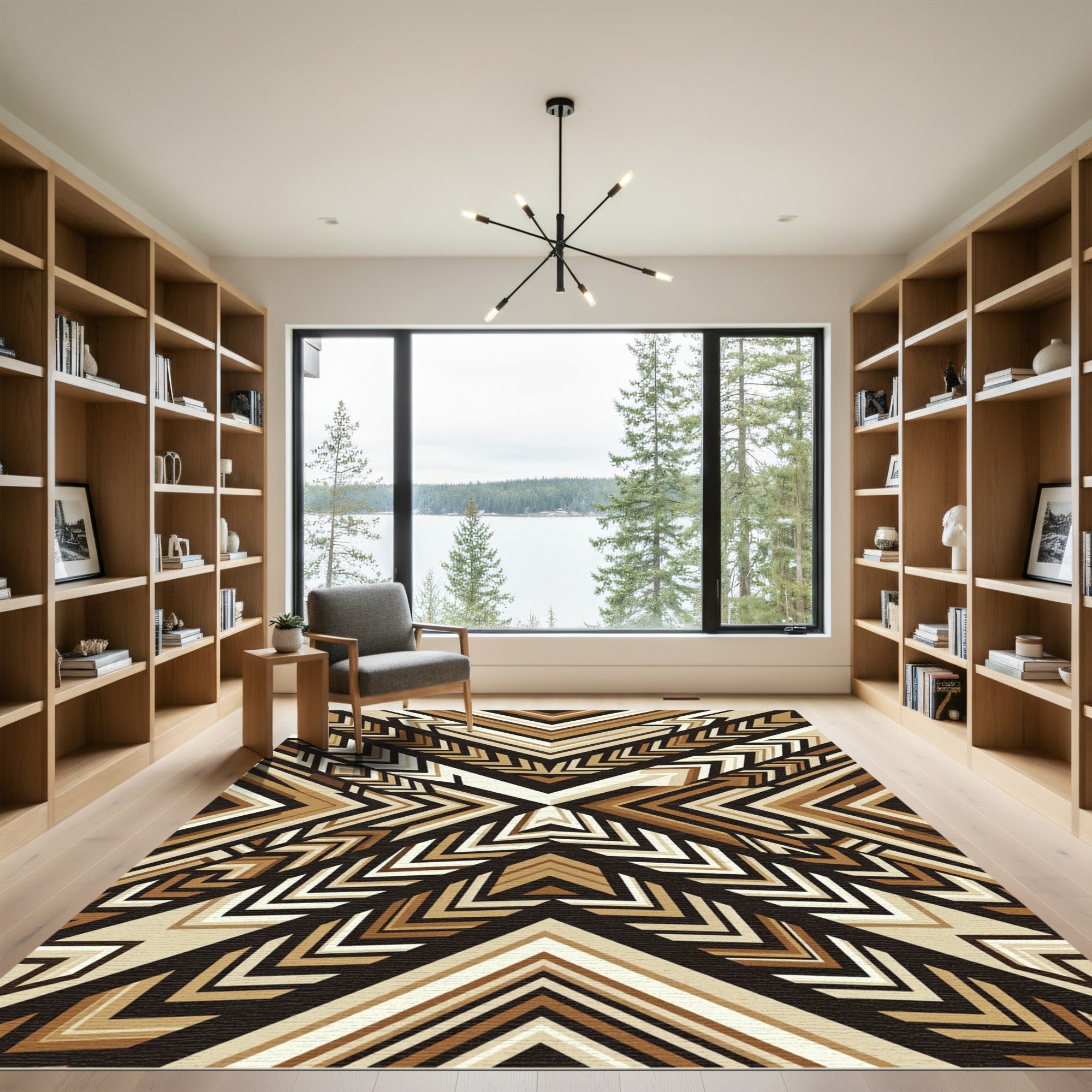 Earthy Geometric Chevron Arrow Rug