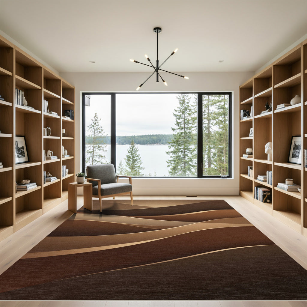 Earthy Toned Layered Wave Rug