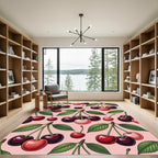 Pink Cherry Fruit Branches Rug