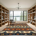 Earthy Geometric Camping Tent Stripe Rug