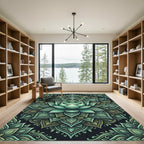 Aqua Green Lotus Mandala Rug