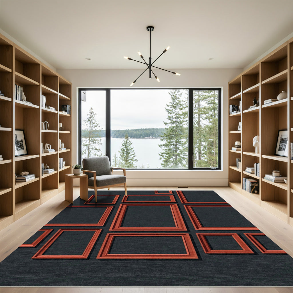 Terracotta Modern Geometric Array Rug