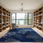 Dotted World Map Navy Blue Tapestry Rug