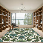 Elegant Sage and Teal Floral Vine Rug
