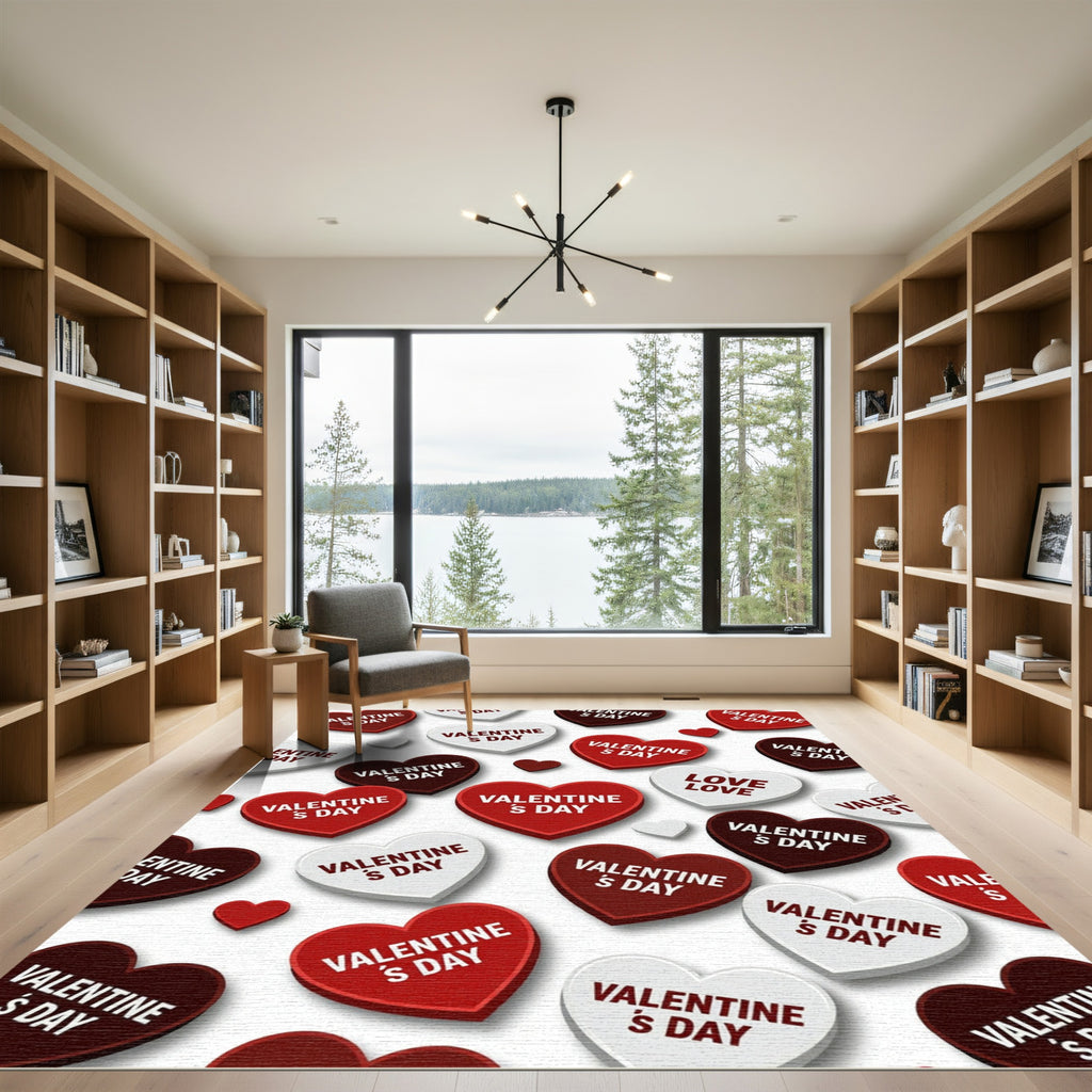 Floating Hearts Valentines Day Accent Rug