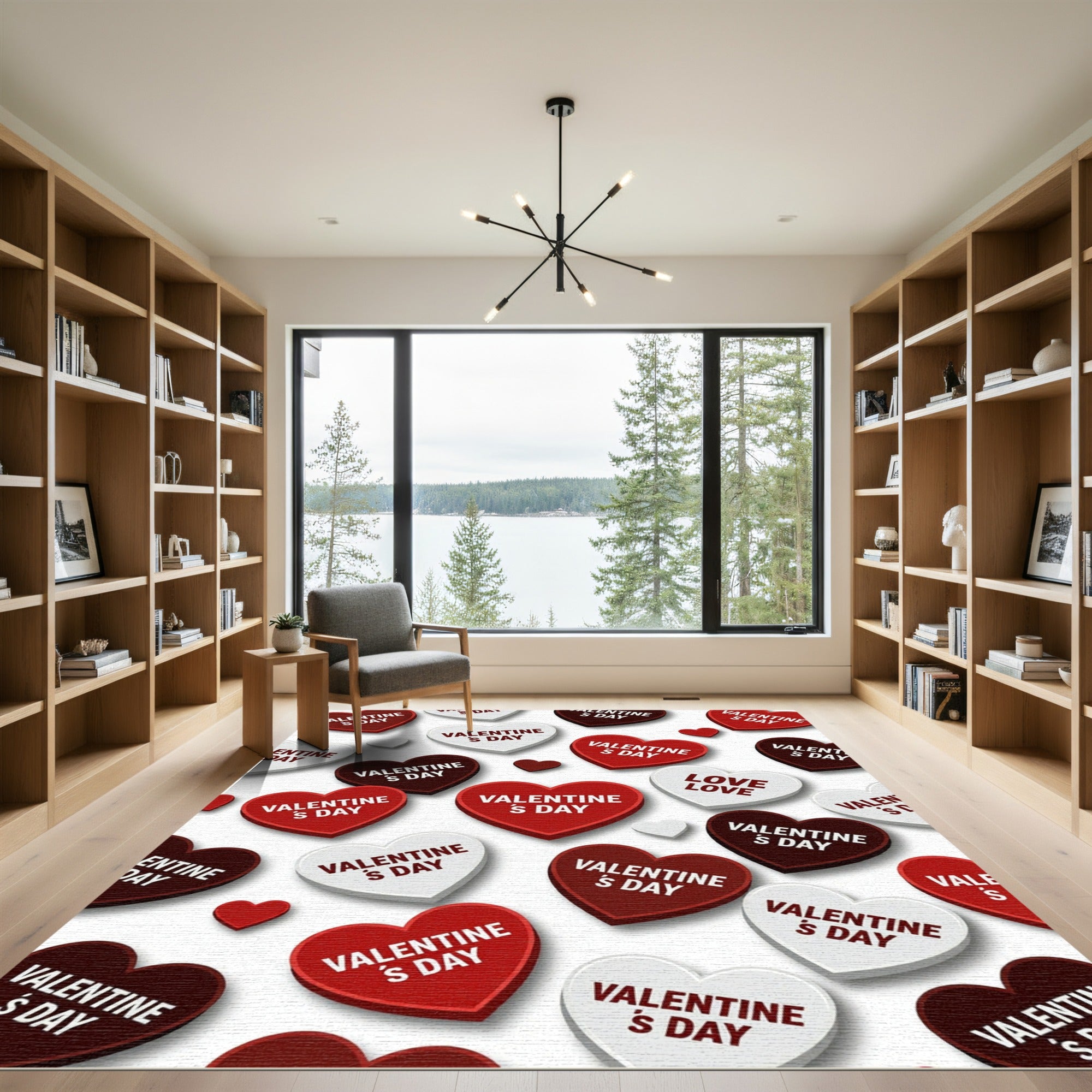 Floating Hearts Valentines Day Accent Rug