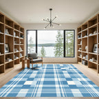 Blue Classic Plaid Checkered Arrangement Rug
