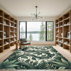 Lush Emerald Botanical Vine Scroll Rug