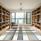 Brown Tan Blue Gridded Plaid Rug