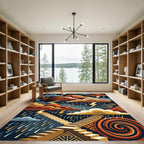 Celestial Storm Geometric Staircase Art Rug