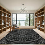 Gothic Charcoal Architectural Rose Medallion Rug