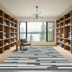 Modern Gray and Ivory Horizontal Stripe Rug