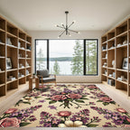 Vintage Pink Rose and Lilac Bouquet Rug