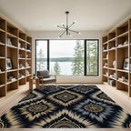 Golden Tan Grey Sunburst Medallion Rug