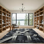 Monochromatic Woven Metallic Intersecting Grid Rug
