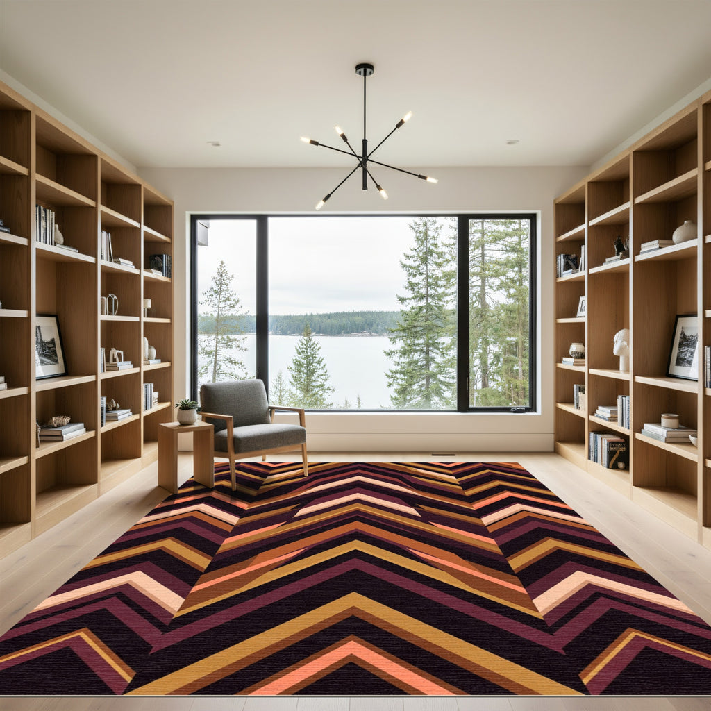 Earthy Chevron Stripe Composition Rug