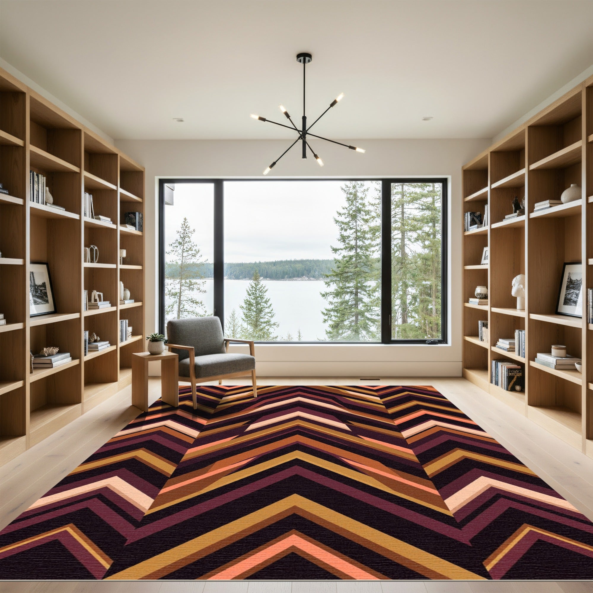Earthy Chevron Stripe Composition Rug