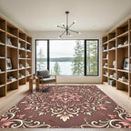 Vintage Dusty Rose Floral Mandala Rug