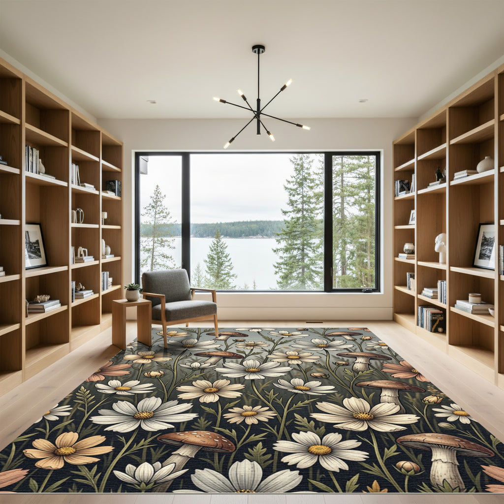 Earthy Bloom Mushroom Field Rug