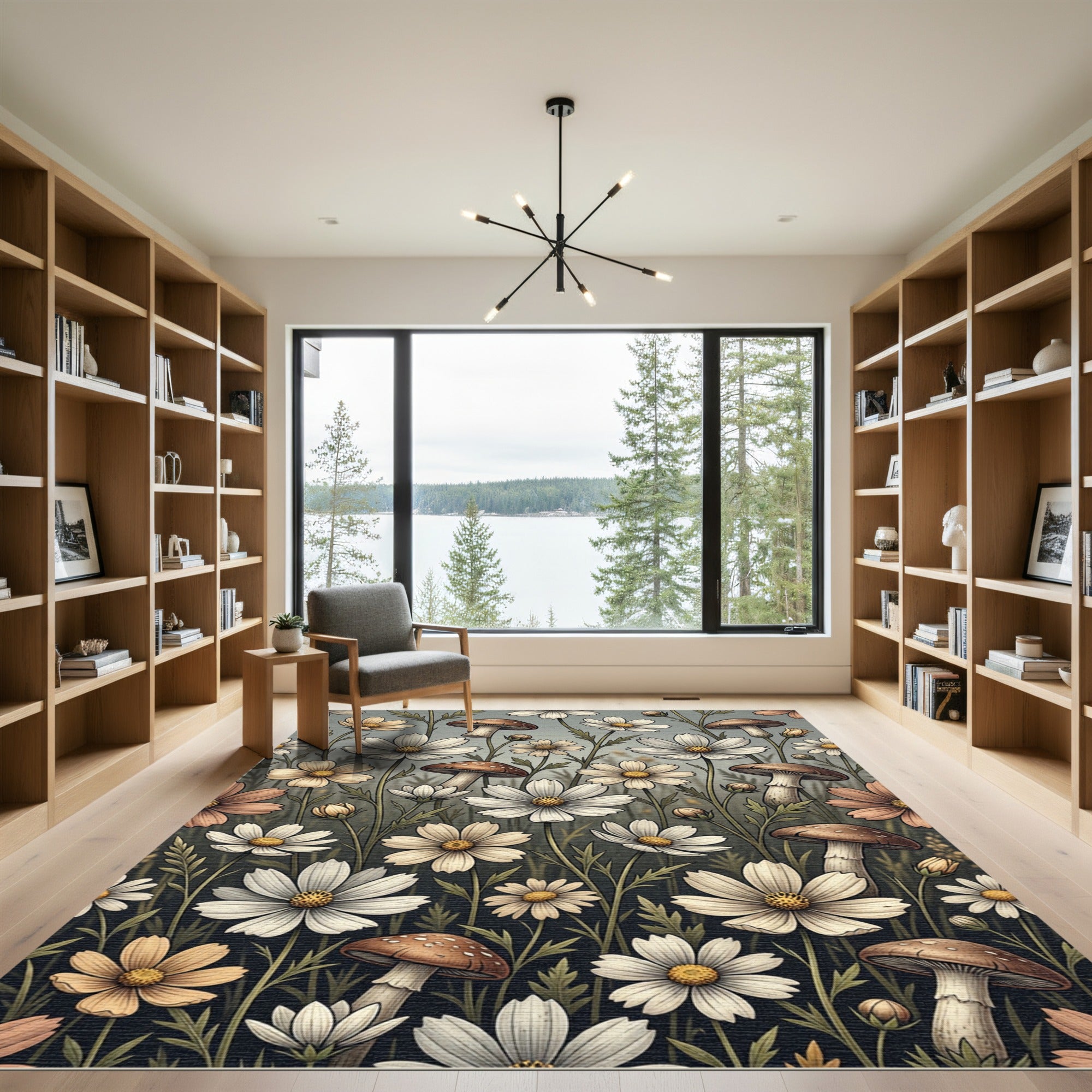 Earthy Bloom Mushroom Field Rug