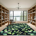 Emerald Green Floral Branch Accents Rug