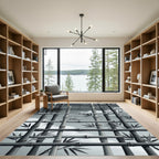 Monochromatic Bamboo Lattice Foliage Rug