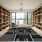 Monochrome Minimalist Geometric Abstraction Rug