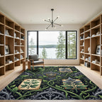 Gothic Emerald Leaf Shield Wallpaper Rug