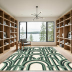 Modern Sage Green Arch Geometric Rug