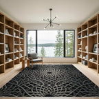 Silver Metallic Interlocked Geometric Mandala Rug