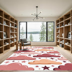 Whimsical Earthy Pink Celestial Cloud Rug