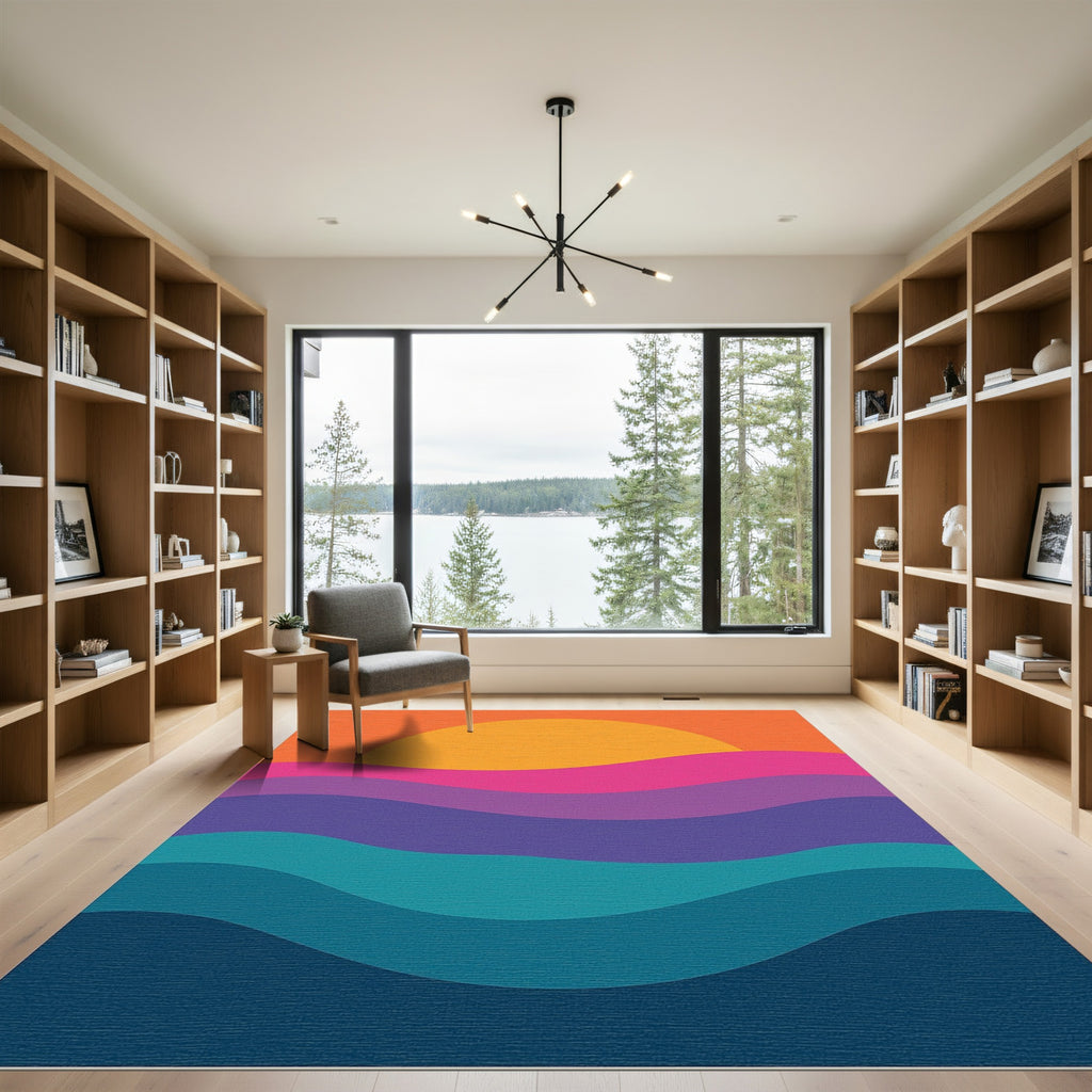 Vibrant Sunset Wave Layers Rug