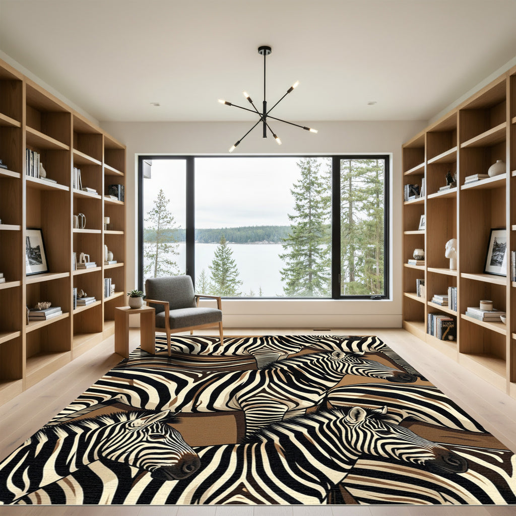 Monochromatic Zebra Stripes Wildlife Rug