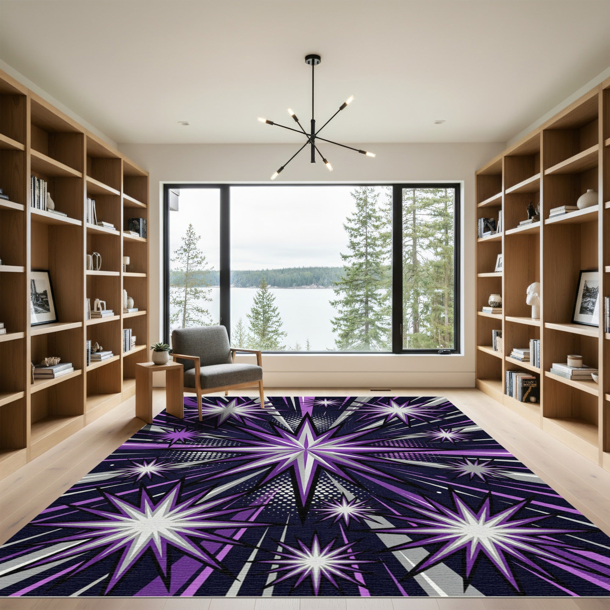 Purple Starburst Pop Art Graphic Rug