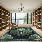 Vintage Patina Nautical Compass Medallion Rug
