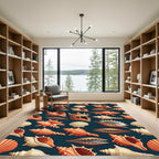 Orange Seashell Viking Helmet Marine Art Rug