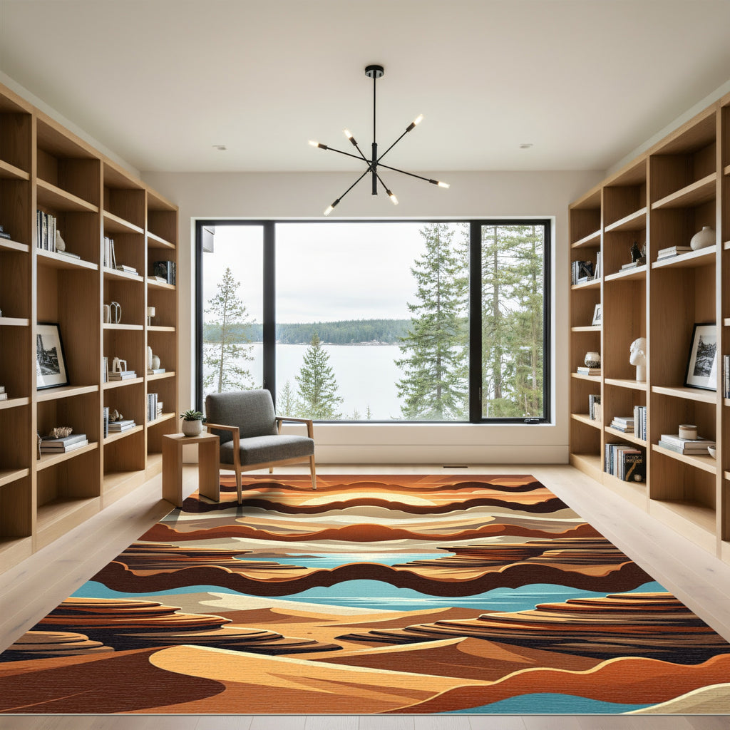 Layered Desert Sunset Landscape Rug